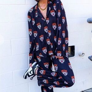 Dressed in Lala Black Tiger Print Track Pants